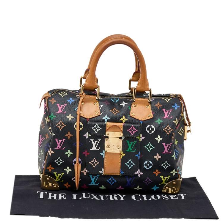 Pre Owned Louis Vuitton Black Monogram Multicolore Canvas And Leather Speedy 30 Bag