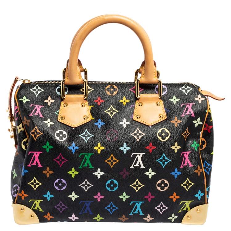 مملوكة مسبقًا Louis Vuitton Black Monogram Multicolore Canvas Speedy 30 Bag