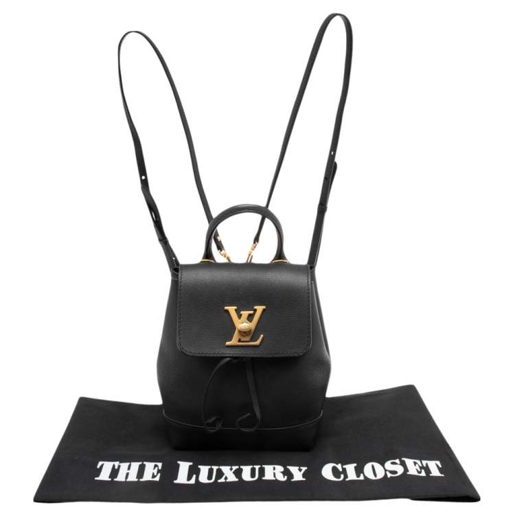Pre Owned Louis Vuitton Black Leather Mini Lockme Backpack