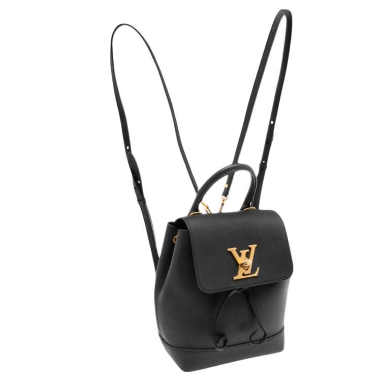 Pre Owned Louis Vuitton Black Leather Mini Lockme Backpack
