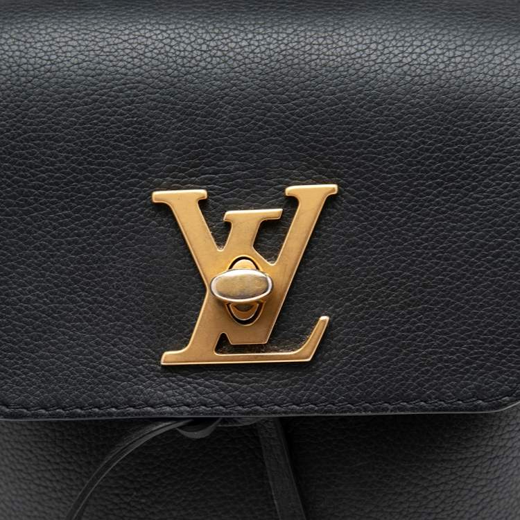 Pre Owned Louis Vuitton Black Leather Mini Lockme Backpack