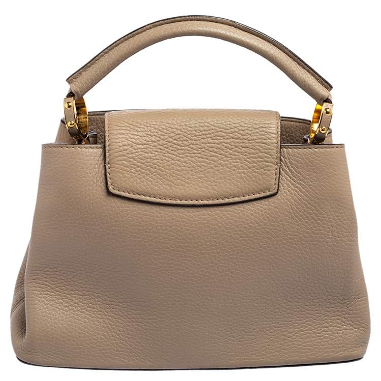 Pre Owned Louis Vuitton Beige Taurillon Leather Capucines BB Bag