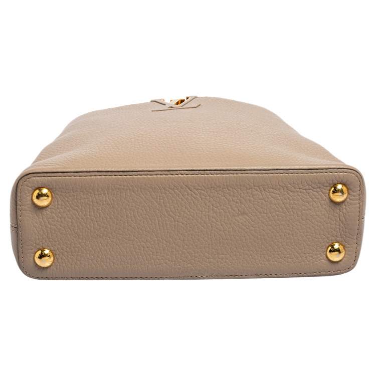 Pre Owned Louis Vuitton Beige Taurillon Leather Capucines BB Bag