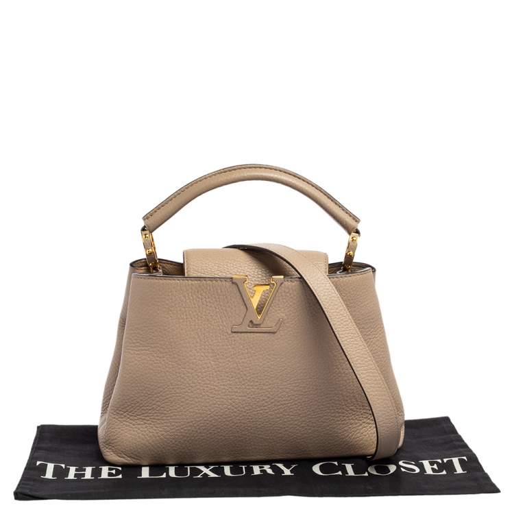 Pre Owned Louis Vuitton Beige Taurillon Leather Capucines BB Bag