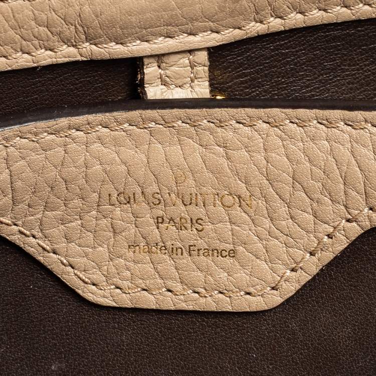 Pre Owned Louis Vuitton Beige Taurillon Leather Capucines BB Bag