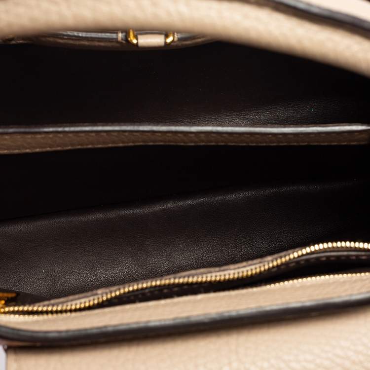 Pre Owned Louis Vuitton Beige Taurillon Leather Capucines BB Bag