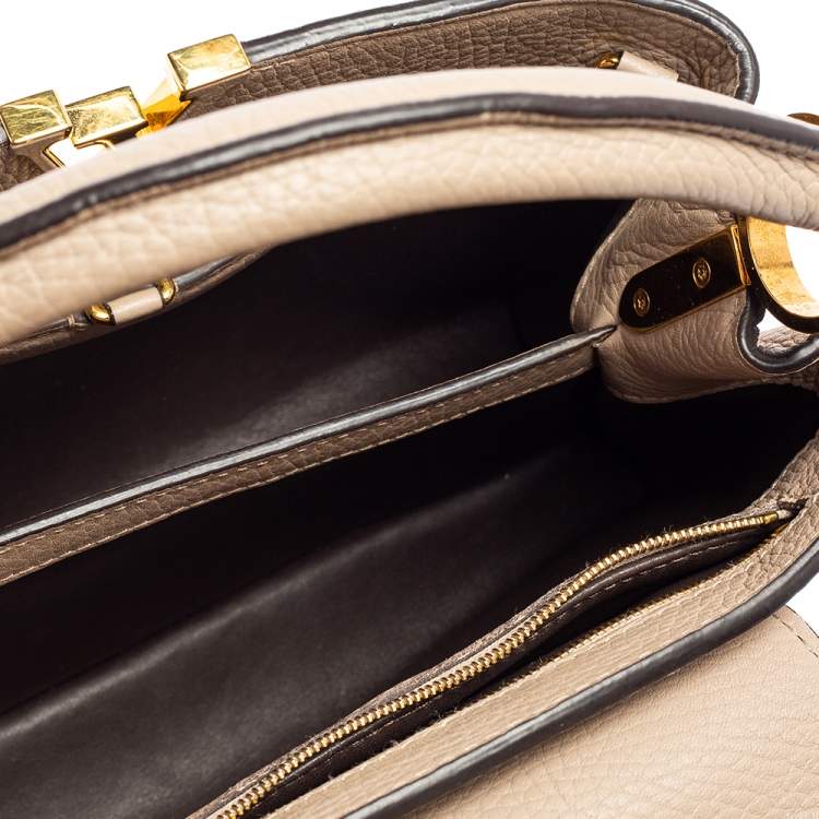 Pre Owned Louis Vuitton Beige Taurillon Leather Capucines BB Bag