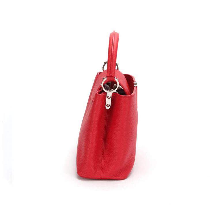 Pre Owned Louis Vuitton Red Taurillon Leather Capucines PM Bag