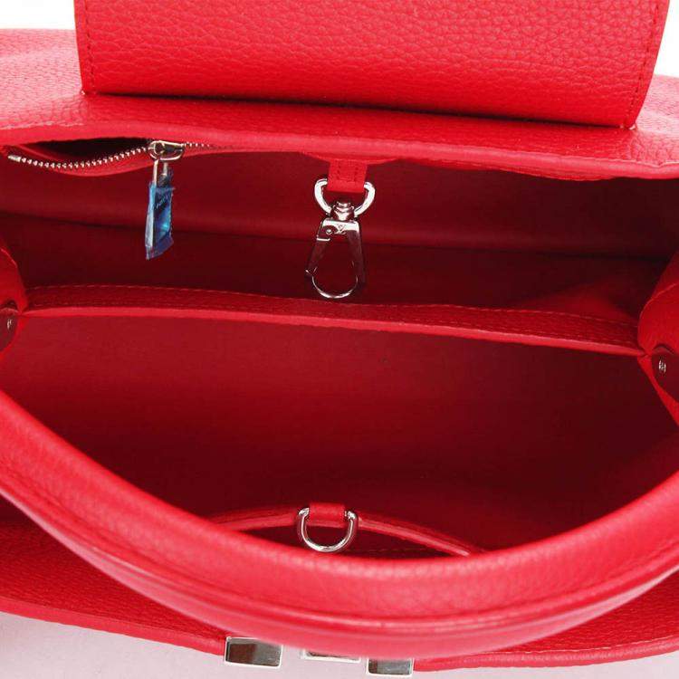 Pre Owned Louis Vuitton Red Taurillon Leather Capucines PM Bag