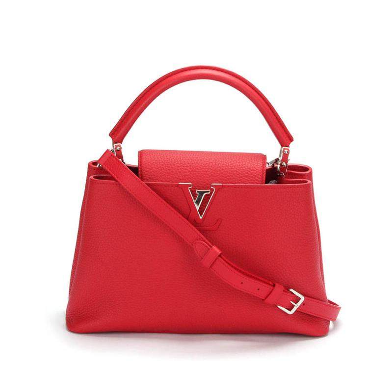 Pre Owned Louis Vuitton Red Taurillon Leather Capucines PM Bag