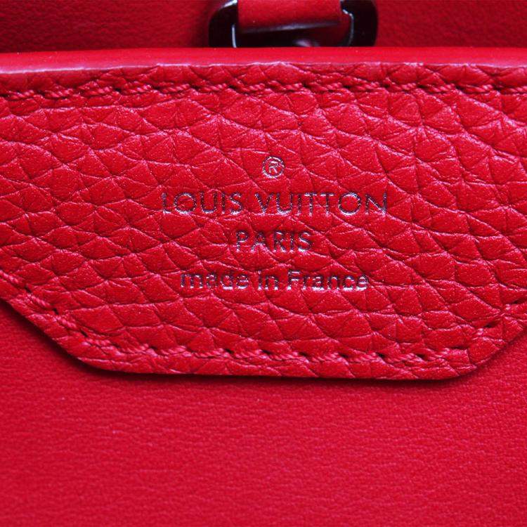 Pre Owned Louis Vuitton Red Taurillon Leather Capucines PM Bag