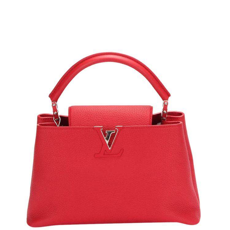 Pre Owned Louis Vuitton Red Taurillon Leather Capucines PM Bag