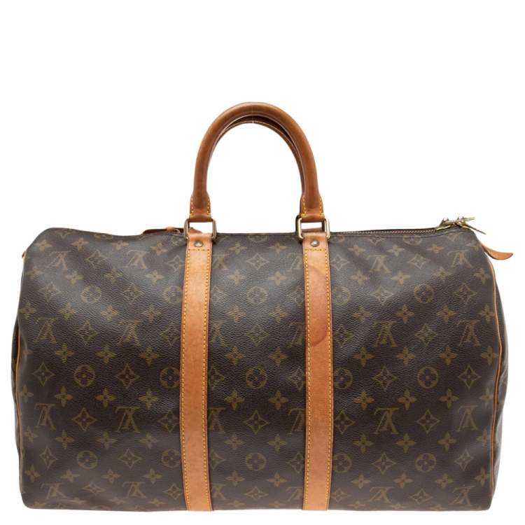 Pre Owned Louis Vuitton Monogram Canvas and Leather Keepall 45 Bag
