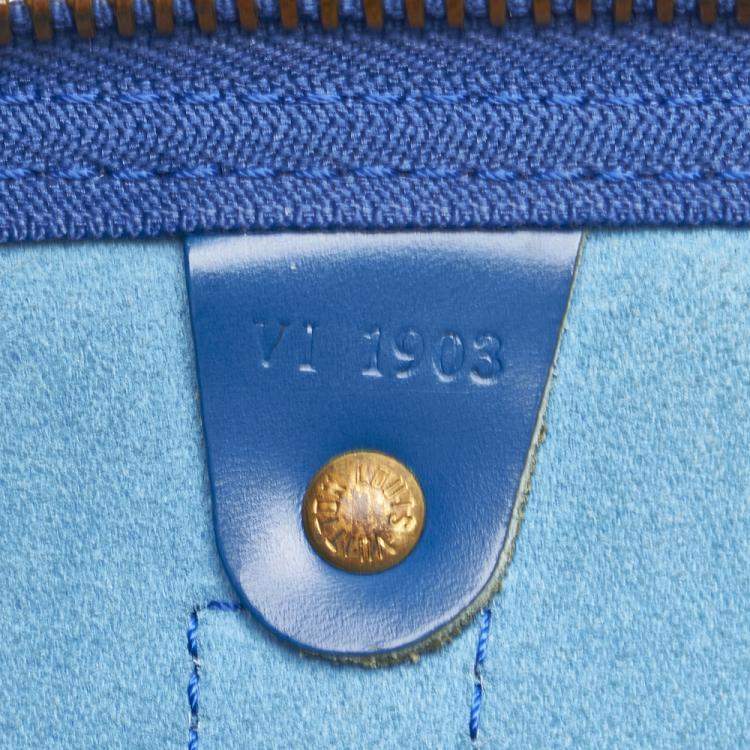 Pre Owned Louis Vuitton Blue Epi Leather Keepall 45 Duffel Bag