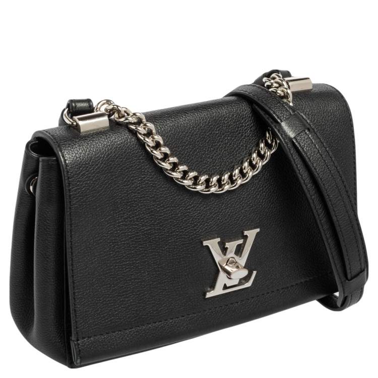 Pre Owned Louis Vuitton Black Leather Lockme II BB Bag