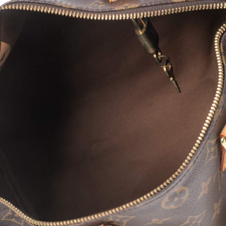Pre Owned Louis Vuitton Brown Monogram Canvas Speedy 30 Top Handle Bag
