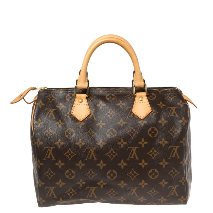 Pre Owned Louis Vuitton Brown Monogram Canvas Speedy 30 Top Handle Bag
