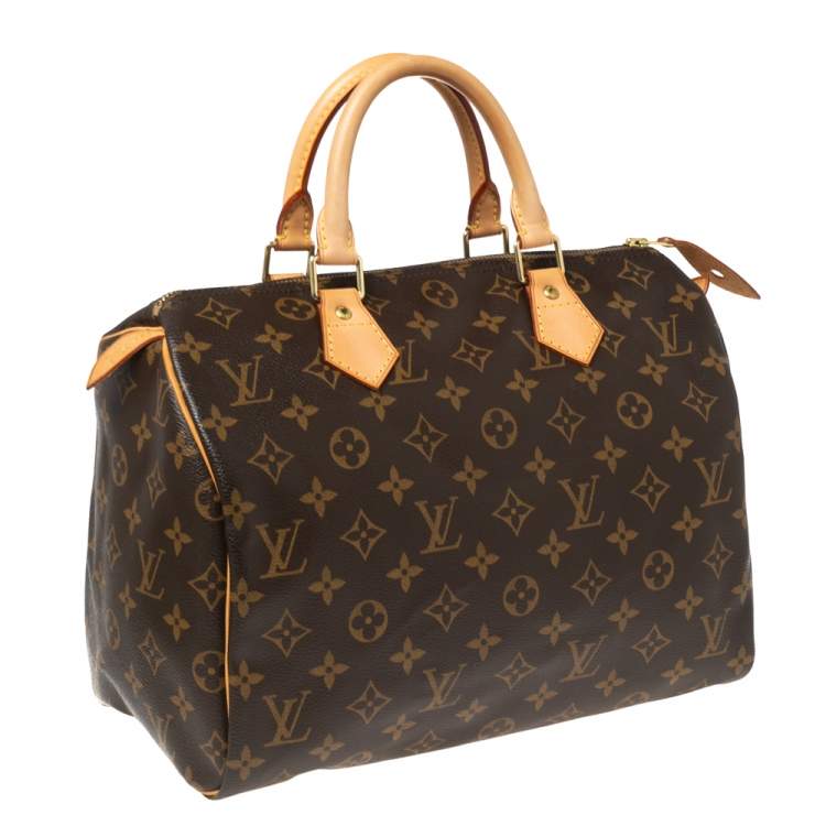 Pre Owned Louis Vuitton Brown Monogram Canvas Speedy 30 Top Handle Bag
