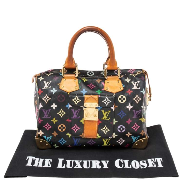 Pre Owned Louis Vuitton Black Monogram Multicolore Canvas And Leather Speedy 30 Bag