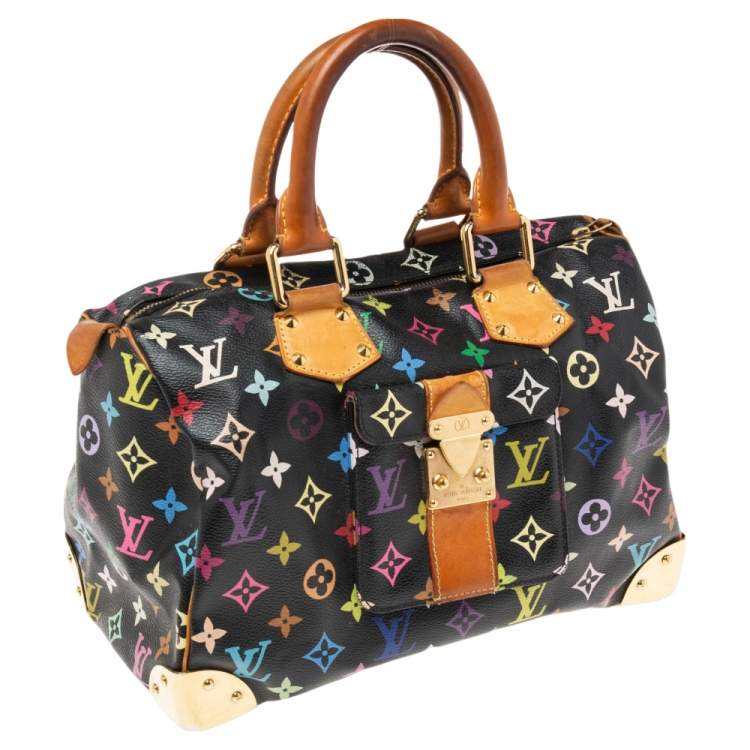 Pre Owned Louis Vuitton Black Monogram Multicolore Canvas And Leather Speedy 30 Bag