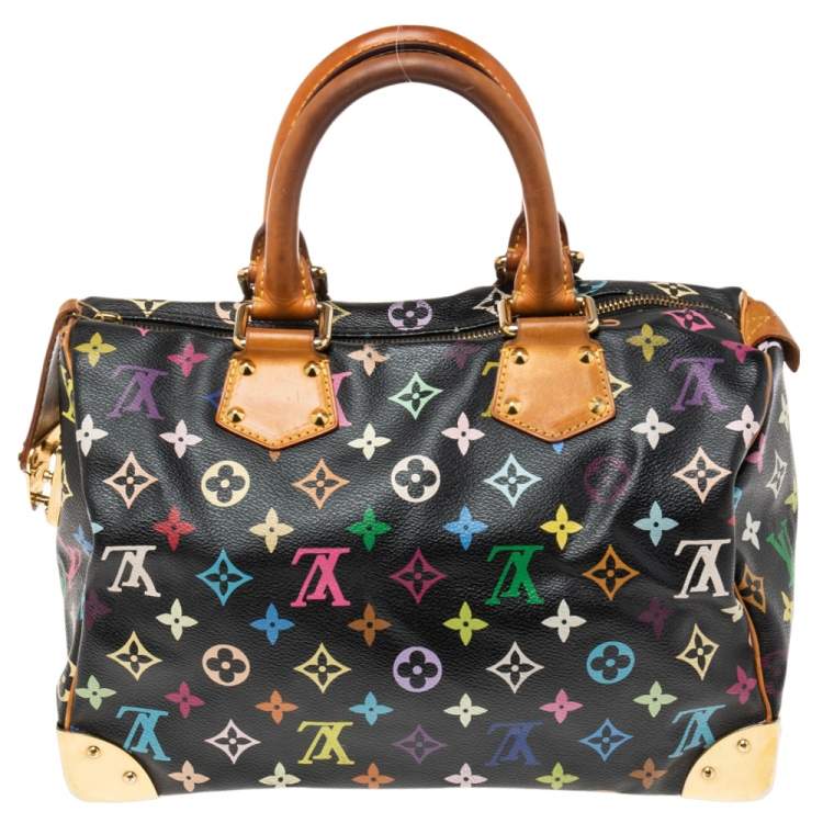 Pre Owned Louis Vuitton Black Monogram Multicolore Canvas And Leather Speedy 30 Bag