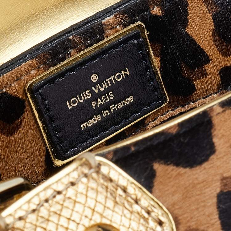 Pre Owned Louis Vuitton Monogram Canvas/Karung and Leopard Print Calfhair Limited Edition Polly Bag