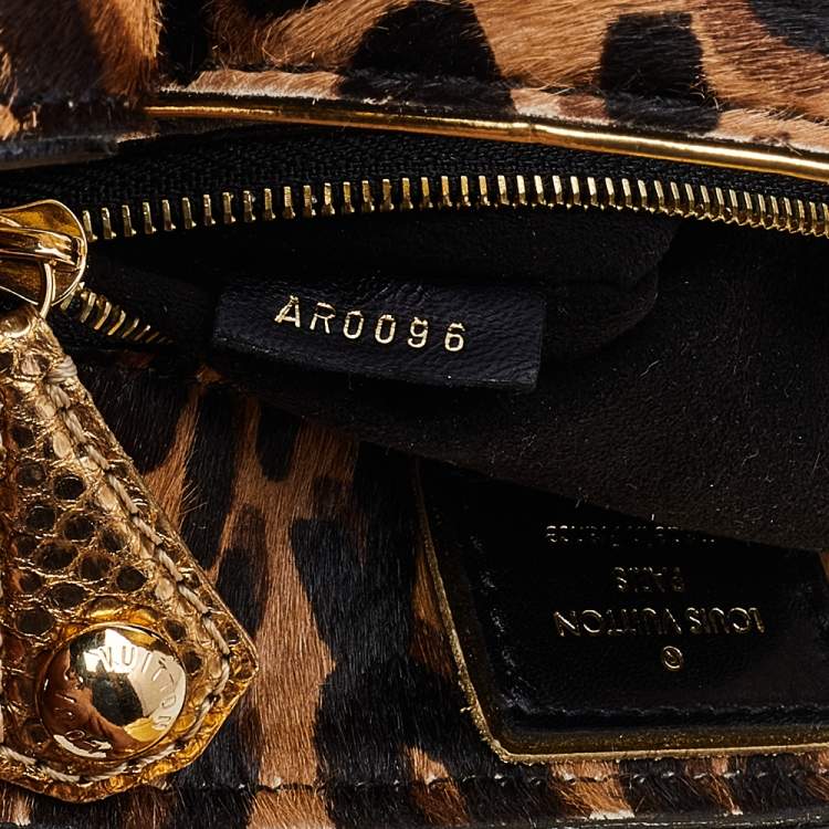 Pre Owned Louis Vuitton Monogram Canvas/Karung and Leopard Print Calfhair Limited Edition Polly Bag