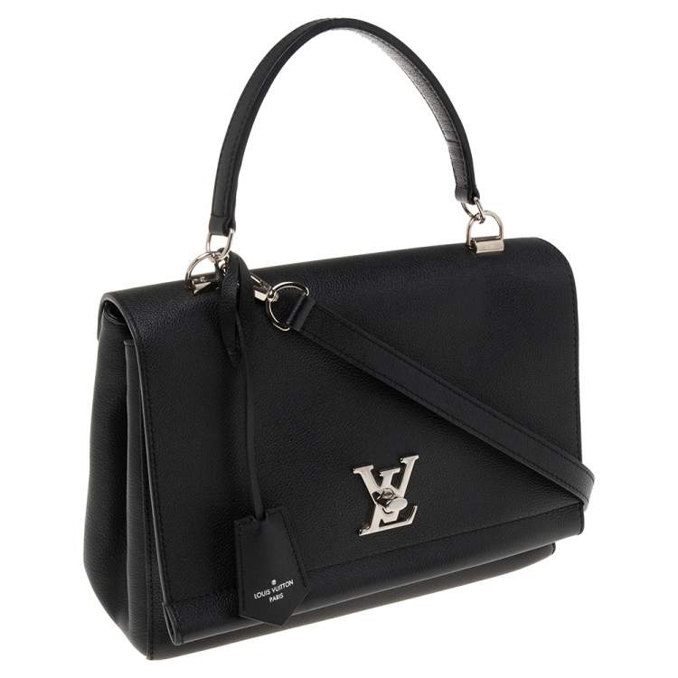 Pre Owned Louis Vuitton Black Leather Lockme II Bag