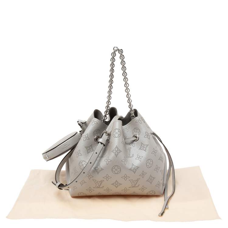 Pre Owned Louis Vuitton Gris Souris Monogram Mahina Leather Bella Bucket Bag