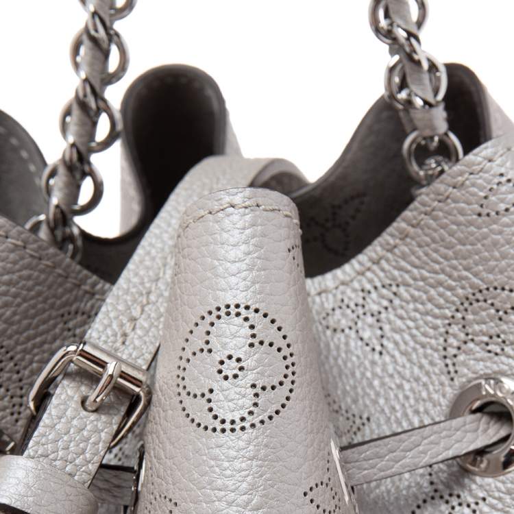 Pre Owned Louis Vuitton Gris Souris Monogram Mahina Leather Bella Bucket Bag
