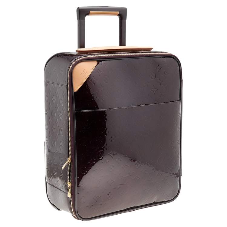 Pre Owned Louis Vuitton Amarante Monogram Vernis Pegase 45 Suitcase