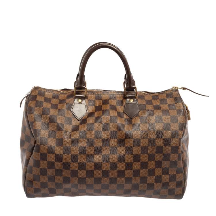 Pre Owned Louis Vuitton Damier Ebene Canvas Speedy 35 Bag