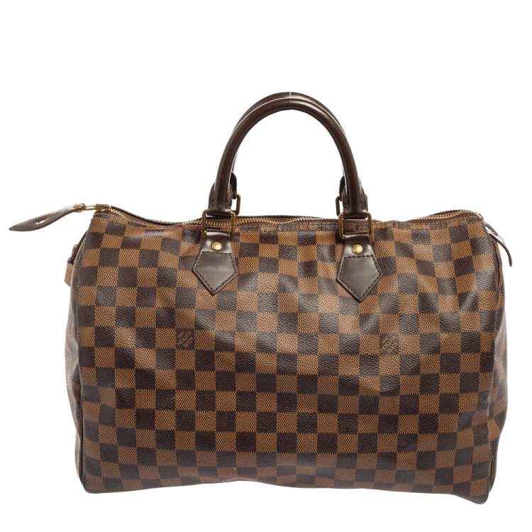 Pre Owned Louis Vuitton Damier Ebene Canvas Speedy 35 Bag