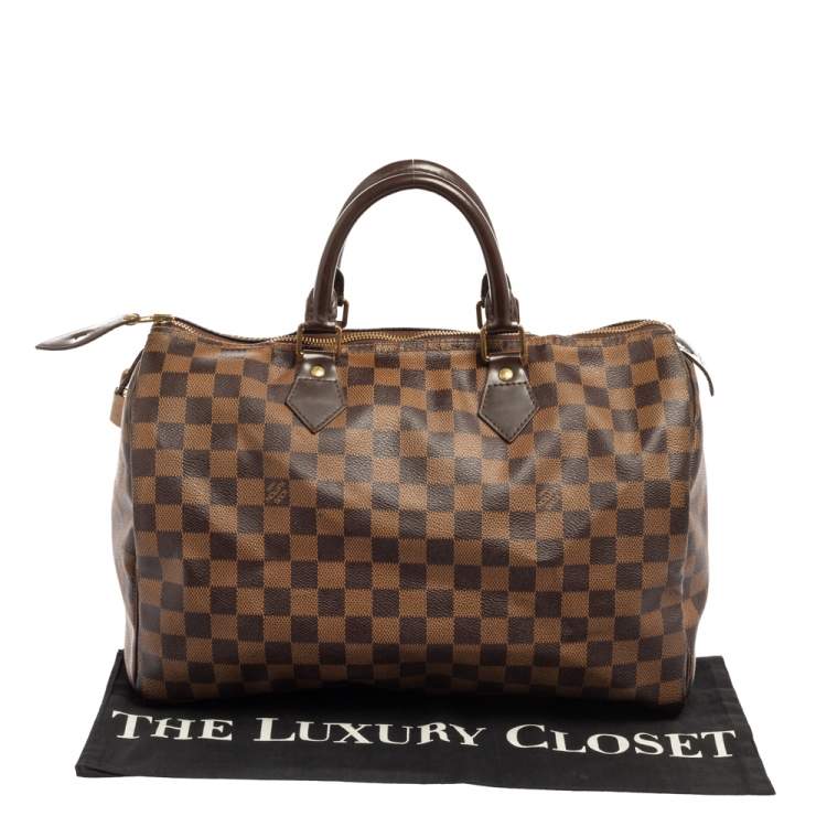 Pre Owned Louis Vuitton Damier Ebene Canvas Speedy 35 Bag