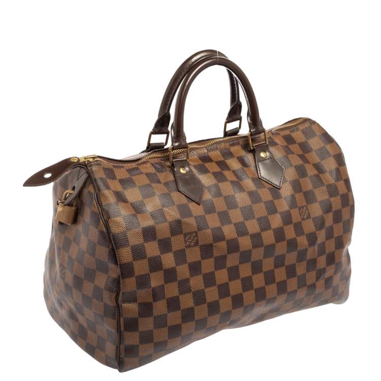 Pre Owned Louis Vuitton Damier Ebene Canvas Speedy 35 Bag