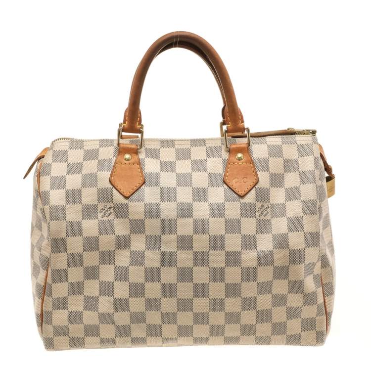 Pre Owned Louis Vuitton Damier Azur Canvas Speedy 30 Bag