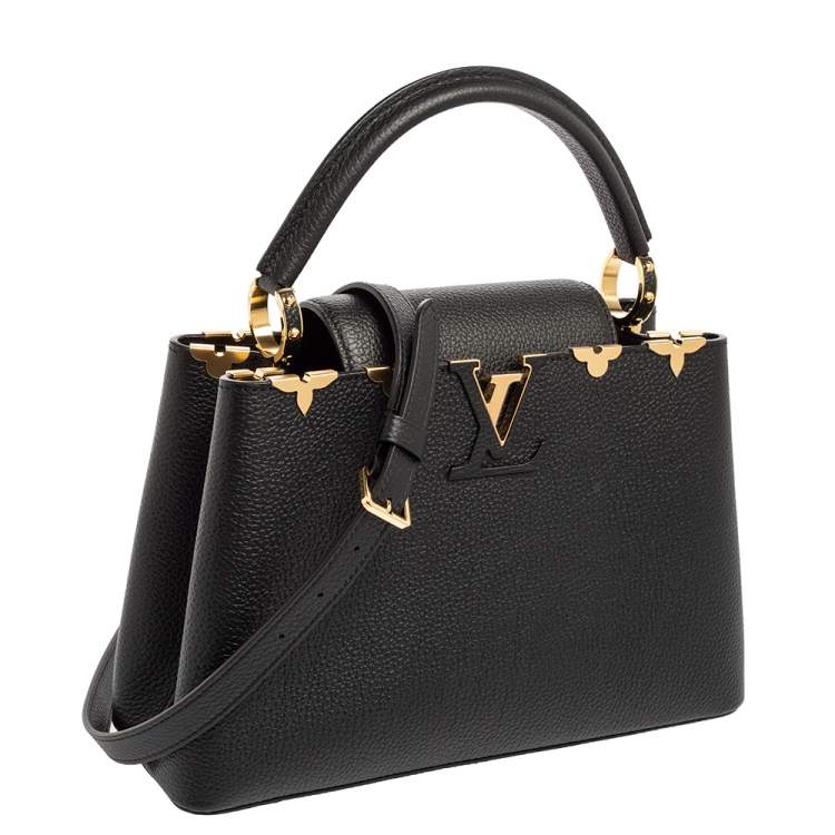 Louis Vuitton Black Taurillon Leather Metallic Flower Embellished ...