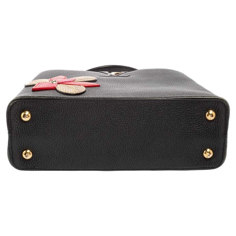 مملوكة مسبقًا Louis Vuitton Black Taurillon Leather and Snakeskin Iris Blossom Capucines PM Bag