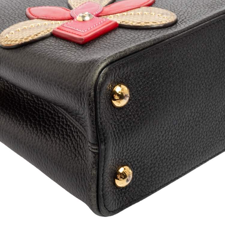 مملوكة مسبقًا Louis Vuitton Black Taurillon Leather and Snakeskin Iris Blossom Capucines PM Bag