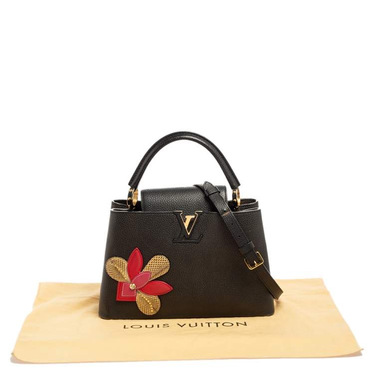 مملوكة مسبقًا Louis Vuitton Black Taurillon Leather and Snakeskin Iris Blossom Capucines PM Bag
