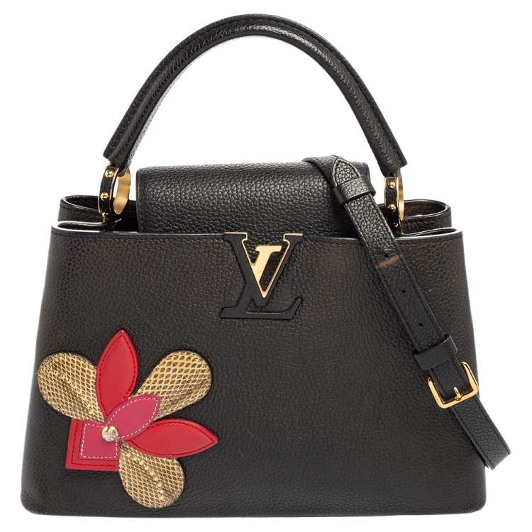 Louis Vuitton Black Taurillon Leather and Ayers Snake Capucines