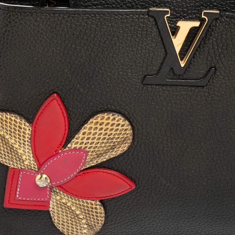 مملوكة مسبقًا Louis Vuitton Black Taurillon Leather and Snakeskin Iris Blossom Capucines PM Bag