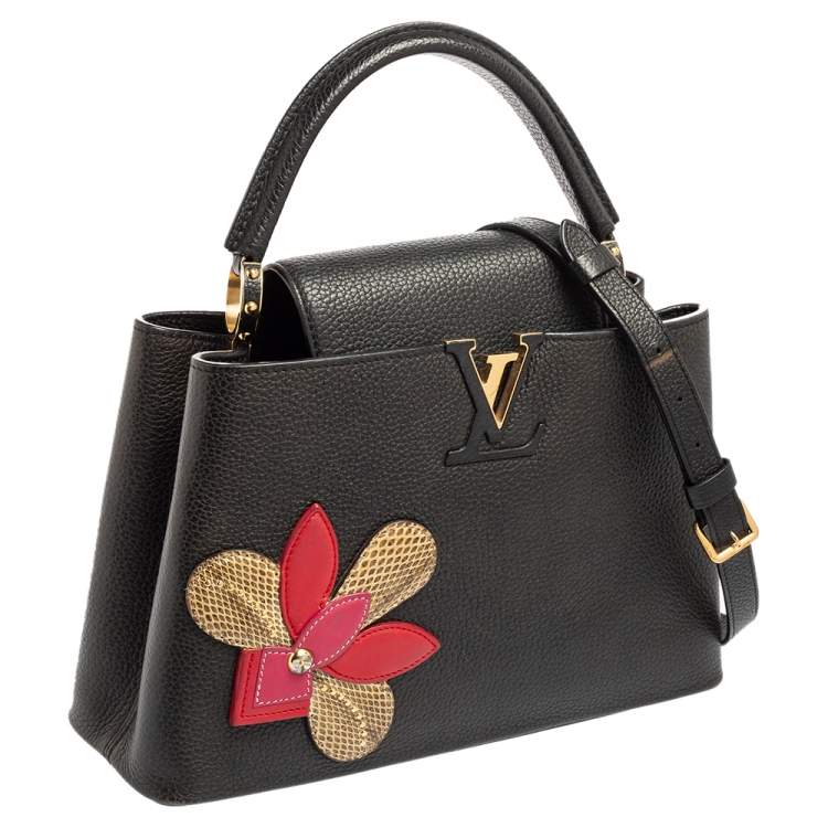 مملوكة مسبقًا Louis Vuitton Black Taurillon Leather and Snakeskin Iris Blossom Capucines PM Bag