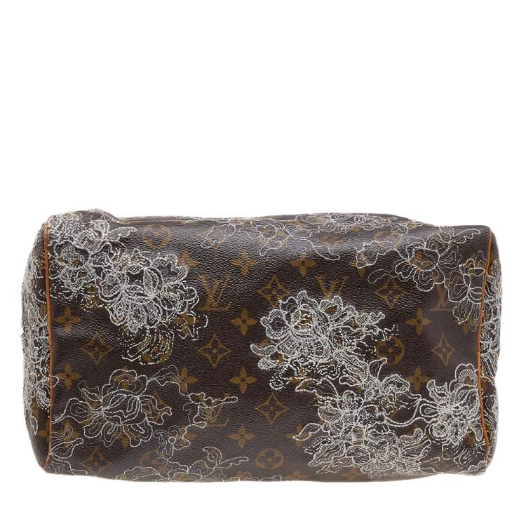 Pre Owned Louis Vuitton Monogram Canvas Limited Edition Dentelle Speedy 30 Bag