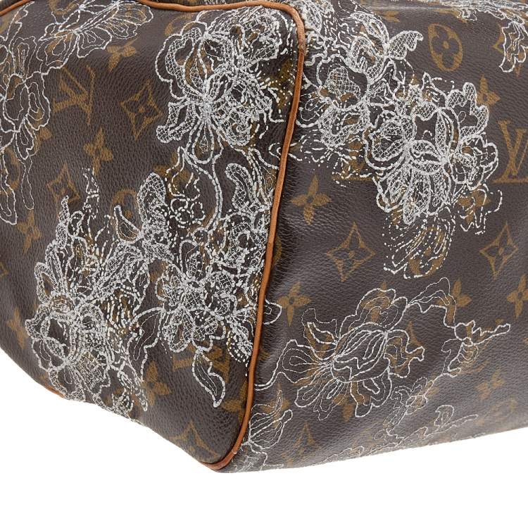Pre Owned Louis Vuitton Monogram Canvas Limited Edition Dentelle Speedy 30 Bag