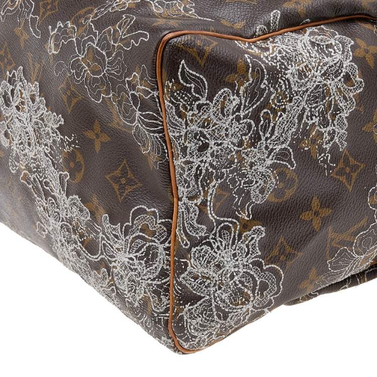 Pre Owned Louis Vuitton Monogram Canvas Limited Edition Dentelle Speedy 30 Bag