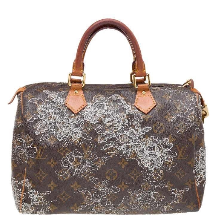 Pre Owned Louis Vuitton Monogram Canvas Limited Edition Dentelle Speedy 30 Bag