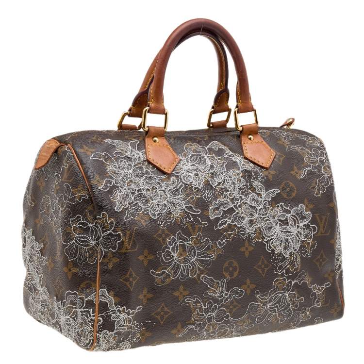 Pre Owned Louis Vuitton Monogram Canvas Limited Edition Dentelle Speedy 30 Bag