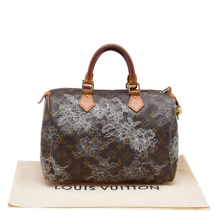Pre Owned Louis Vuitton Monogram Canvas Limited Edition Dentelle Speedy 30 Bag