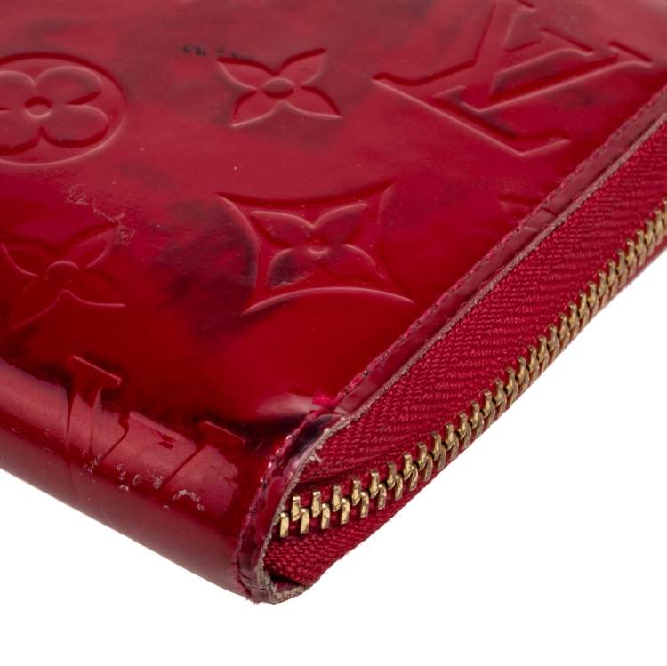 Pre Owned Louis Vuitton Pomme D’amour Monogram Vernis Zippy Wallet